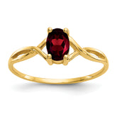 10k Polished Genuine Garnet Birthstone Ring